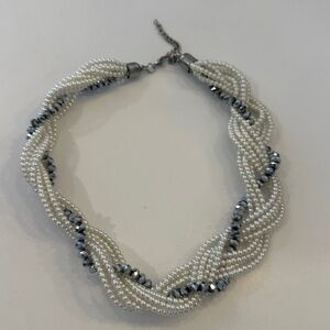 Elegant Pearl and Silver Beaded Necklace
